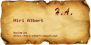 Hiri Albert névjegykártya
